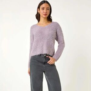 Twik Mauve Fuzzy Crewneck Sweater Size Large